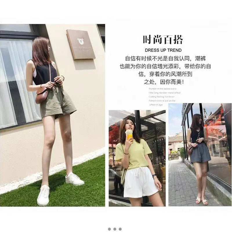 High Waist Casual Linen Shorts for Women in Multiple Colors