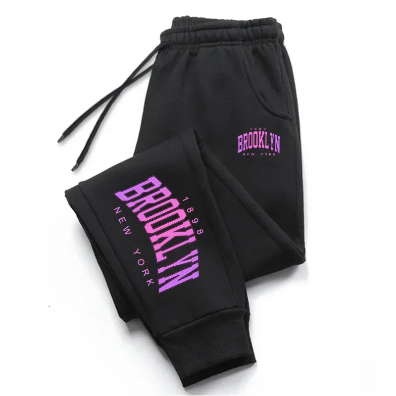Women's Ankle-Length Polyester Sweatpants with Drawstring