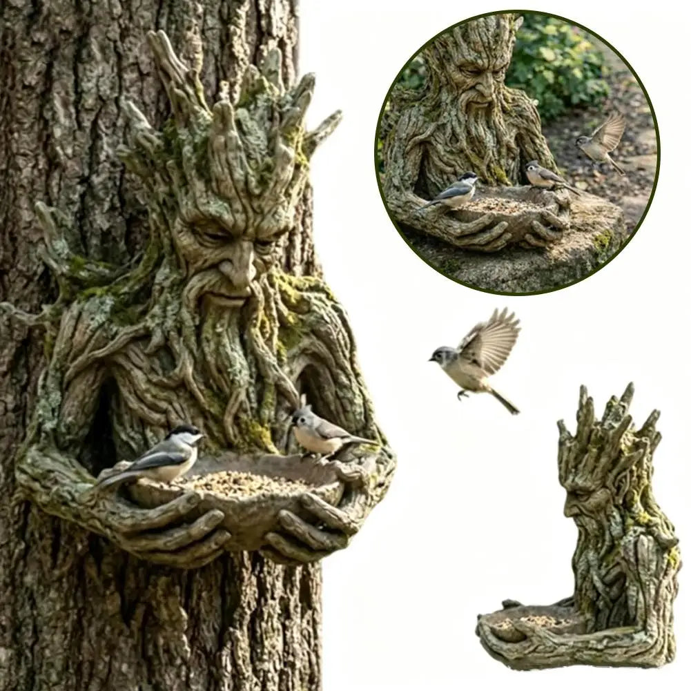 Artistic Resin Bird Feeder with Tree Spirit Design
