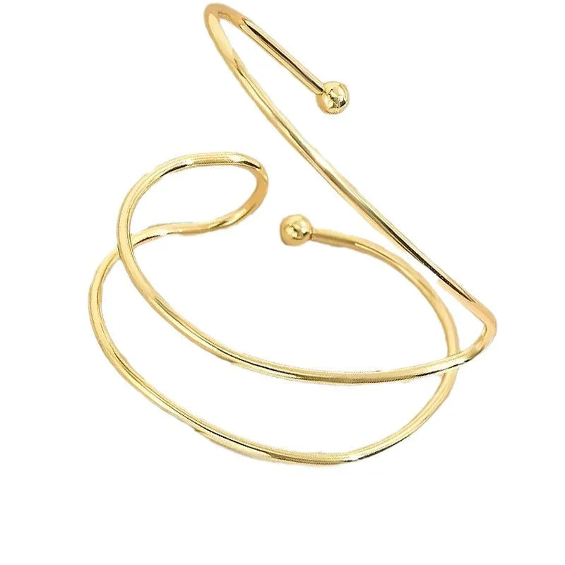 Trendy Geometric Cuff Bracelet for Women in Gold Color