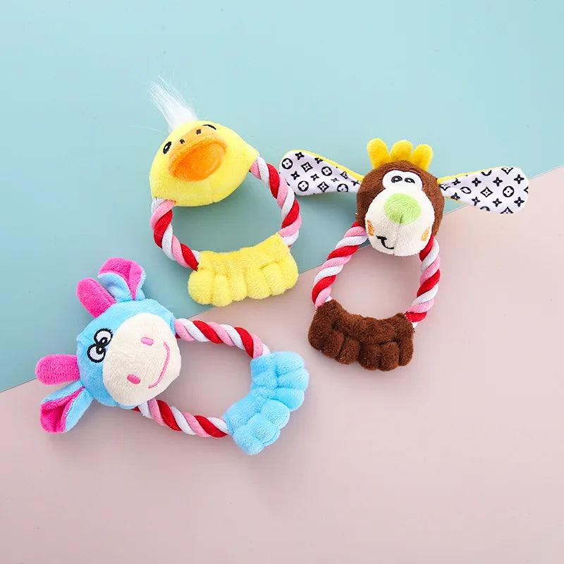 Soft Fleece Plush Toys for Dogs and Cats with Cotton Rope