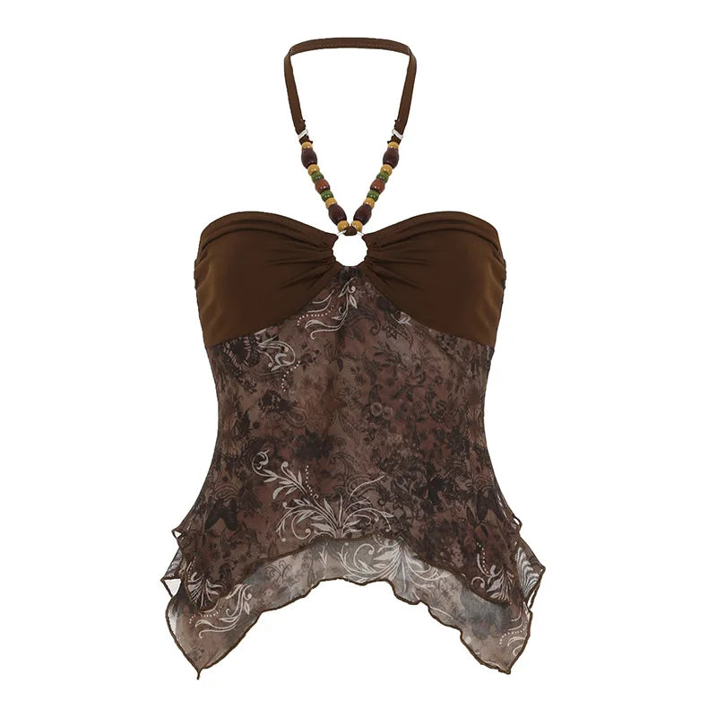 Solid Color Halter Crop Top for Women by JIAYAN