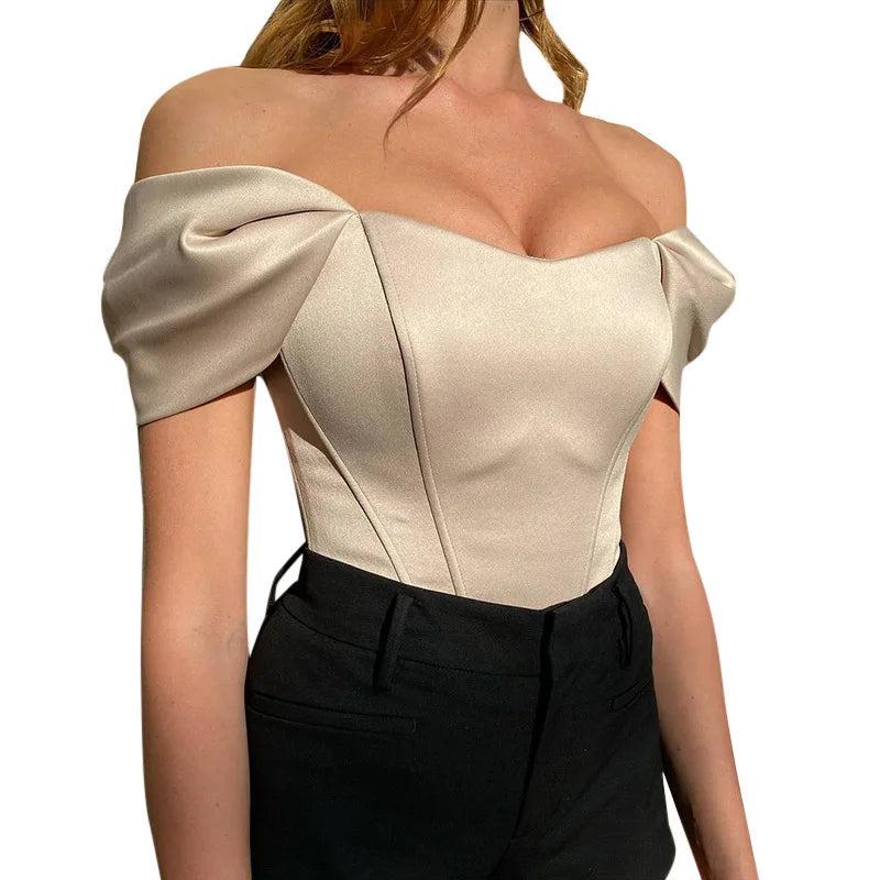 Elegant Women’s Bustier Top in Solid Polyester for Summer