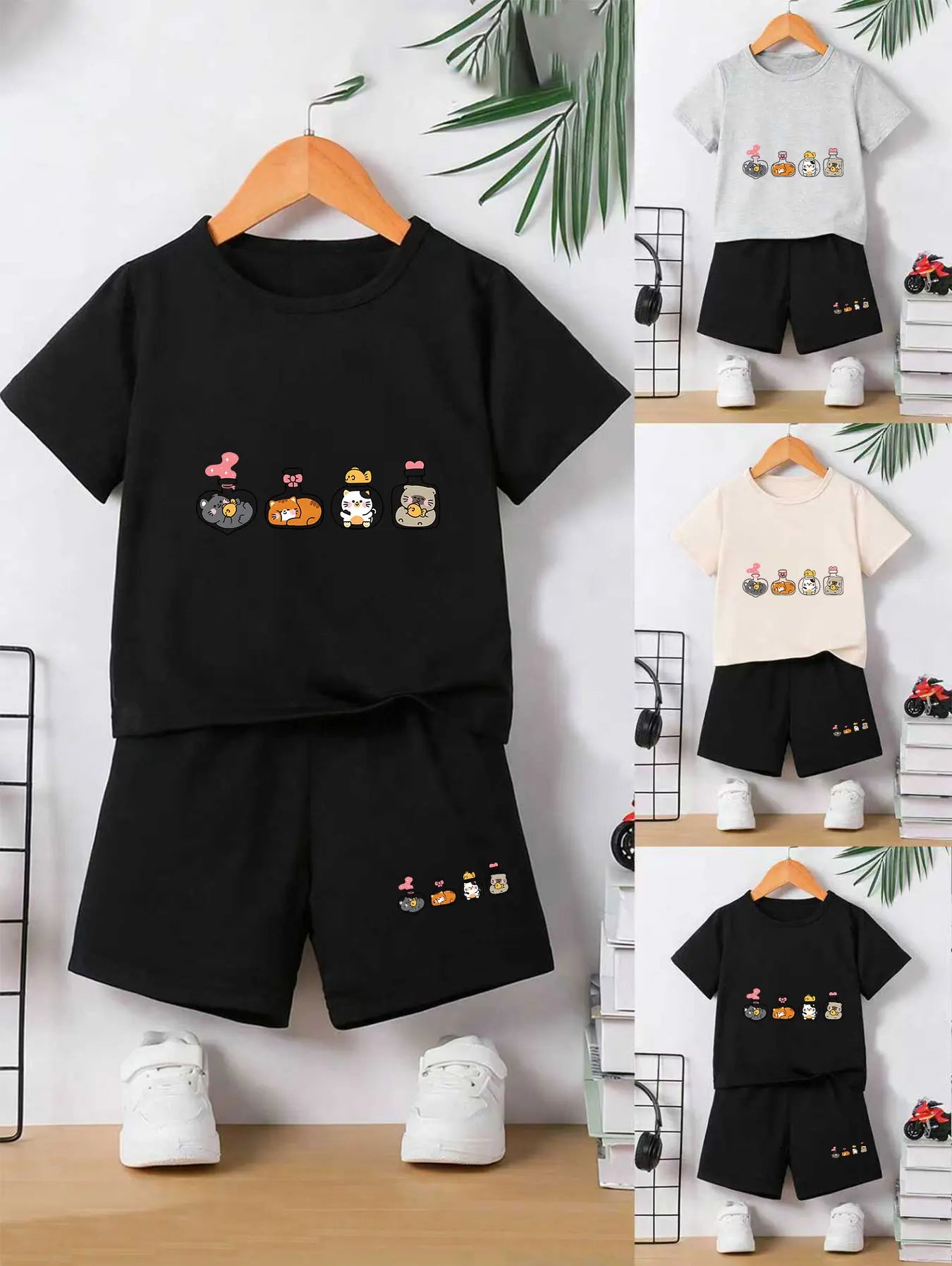 Boys Cute-Pet Print Casual Summer 2-Piece Outfit Set