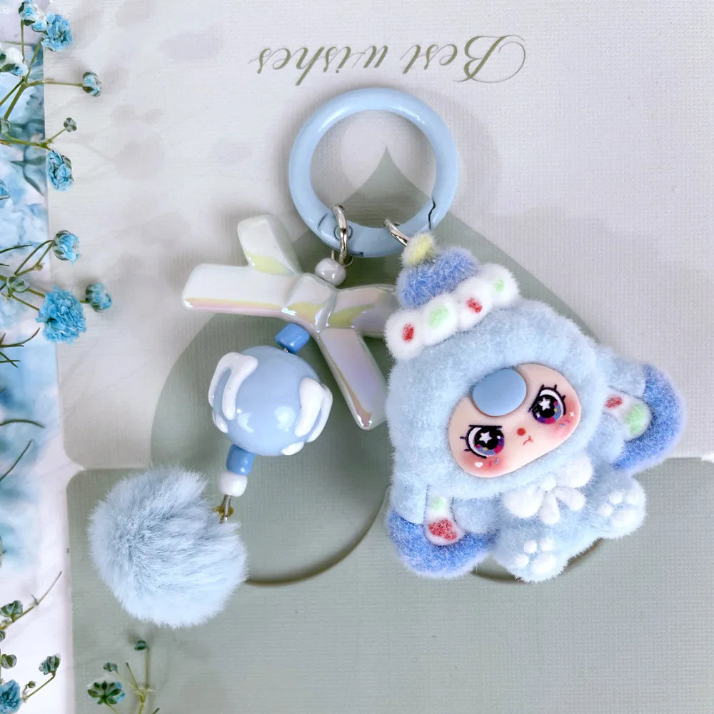 Cute Baby Doll Keychains for Kids Flocking Keyring Accessories