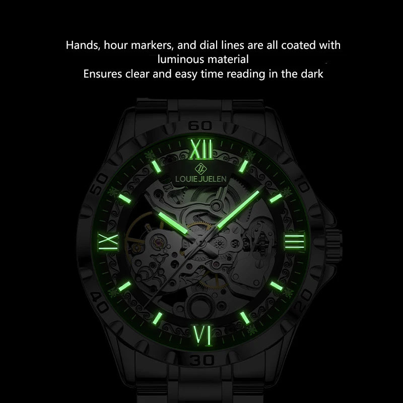 Men's Watch Fully Automatic Hollow Mechanical Watch Male Watch Business Waterproof Luminous Wristwatch