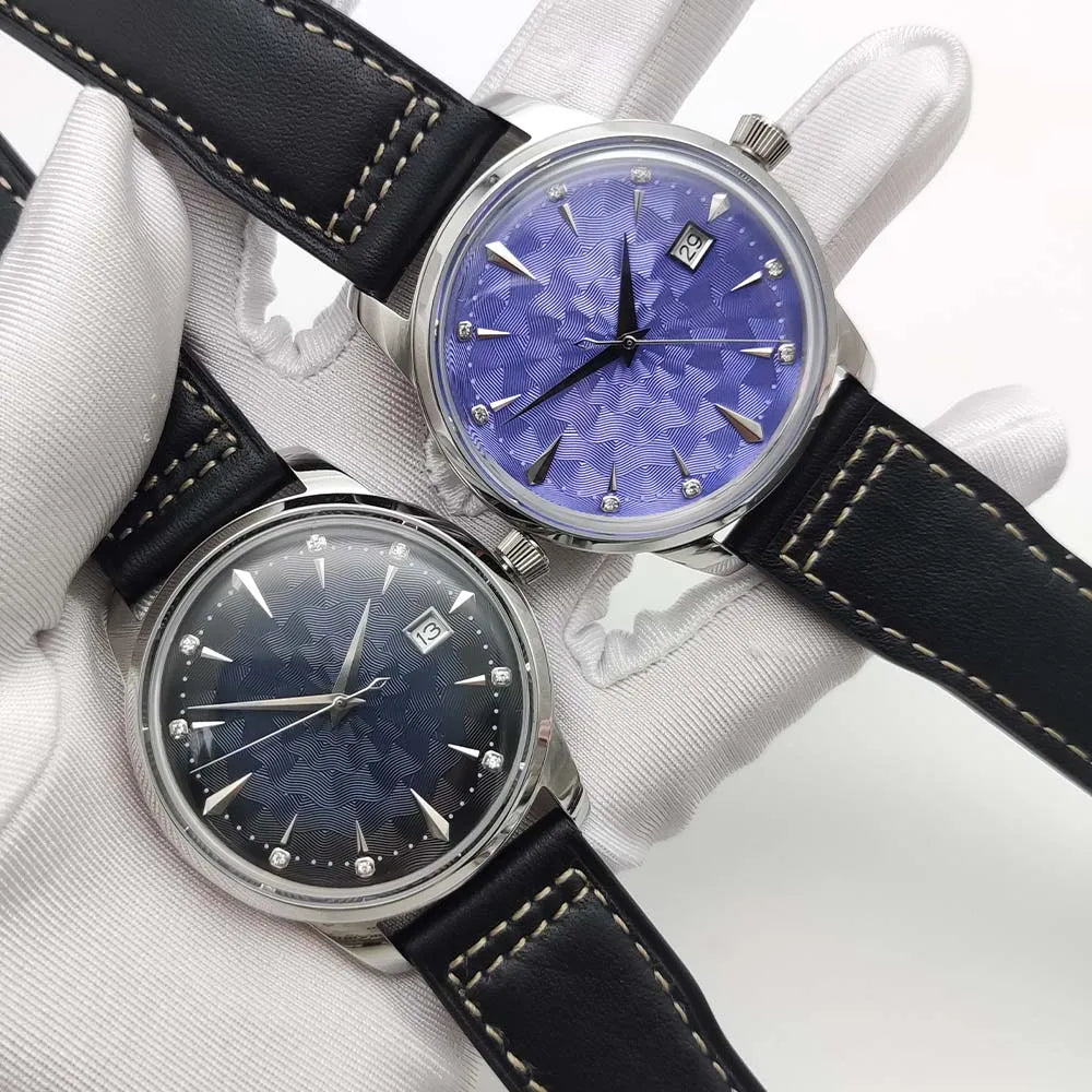 Men's Vintage Automatic Mechanical Watch, Black Leather Strap, 40mm Water Resistant Case, Eight Colours Men's Watch Japan NH35