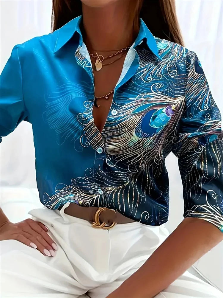 Women's Floral Printed Office Shirt for Autumn 2024