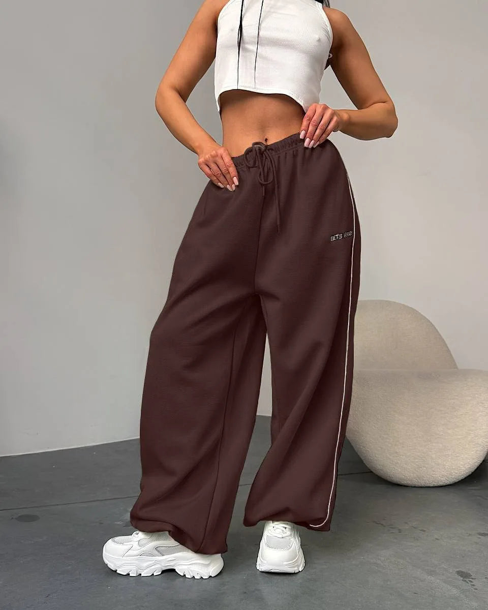 Wide Leg Stripe Trousers for Women by CONGRUN