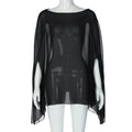 Elegant See-through Chiffon Blouse in Solid Colors for Women