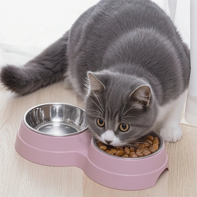 Elevated Double Stainless Steel Pet Bowl for Comfortable Dining