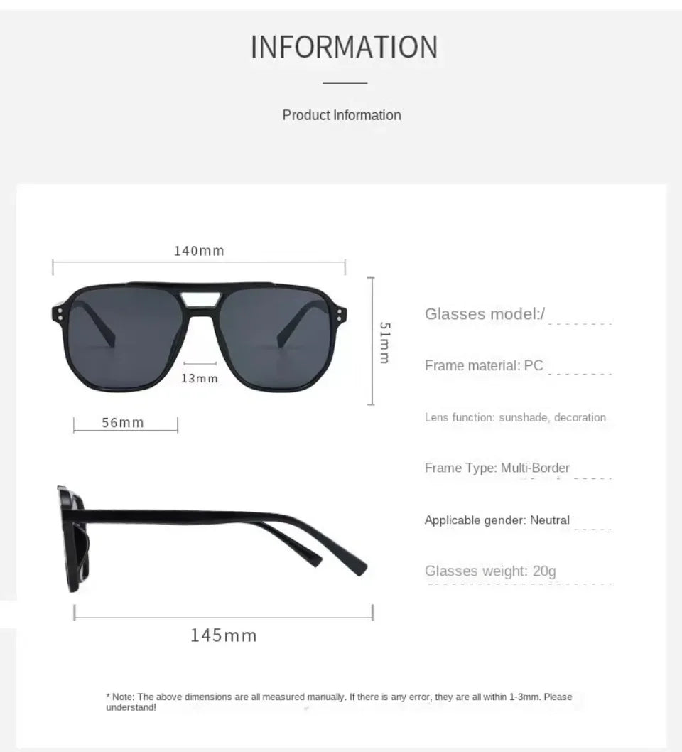 Retro Fashion Unisex Sunglasses with Black Lenses