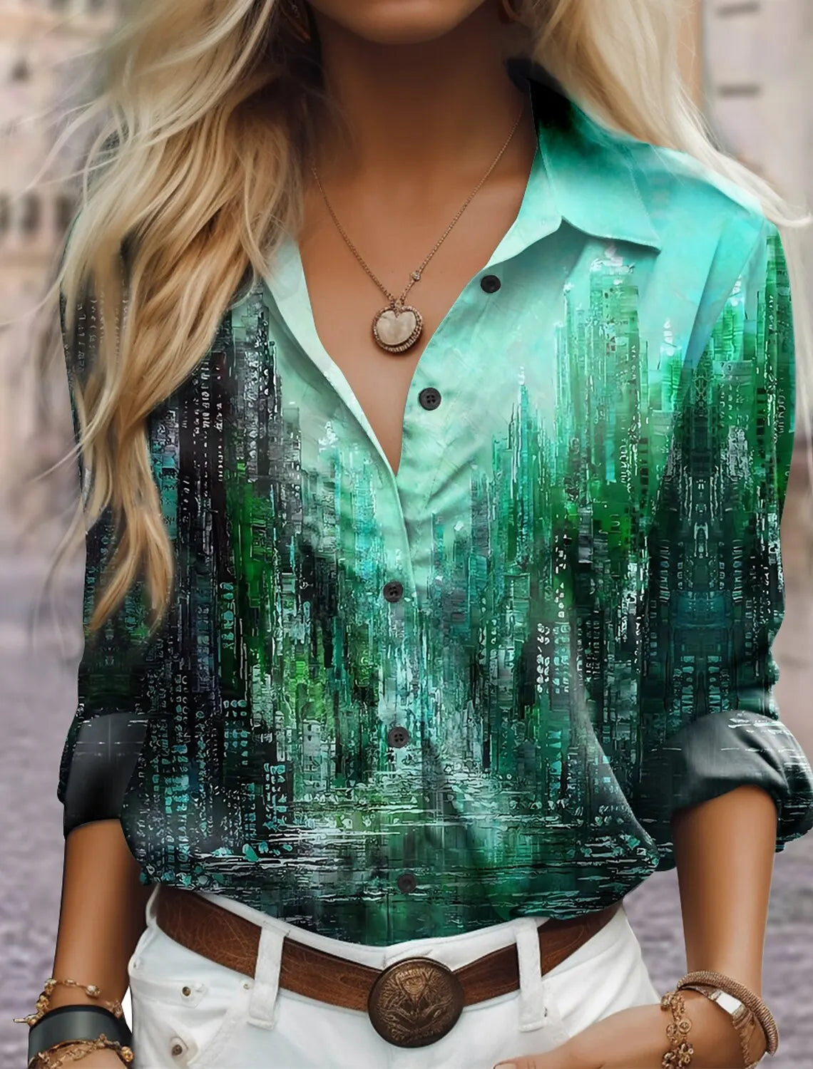 Women's Floral Printed Office Shirt for Autumn 2024