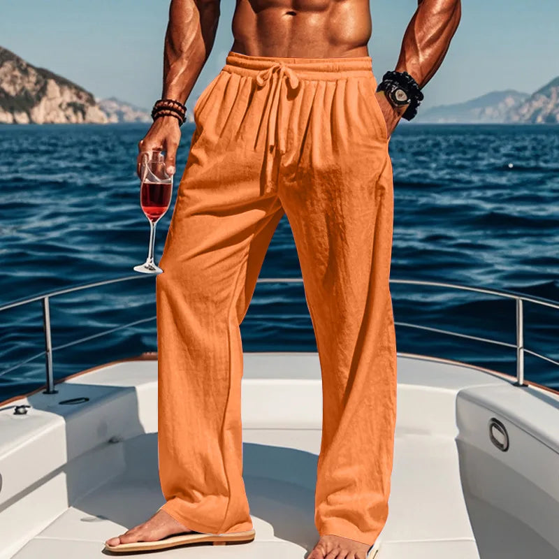 Men's 16-Color Breathable Linen Yoga Pants Loose Casual Sportswear for Spring/Summer 2025 European And American Style