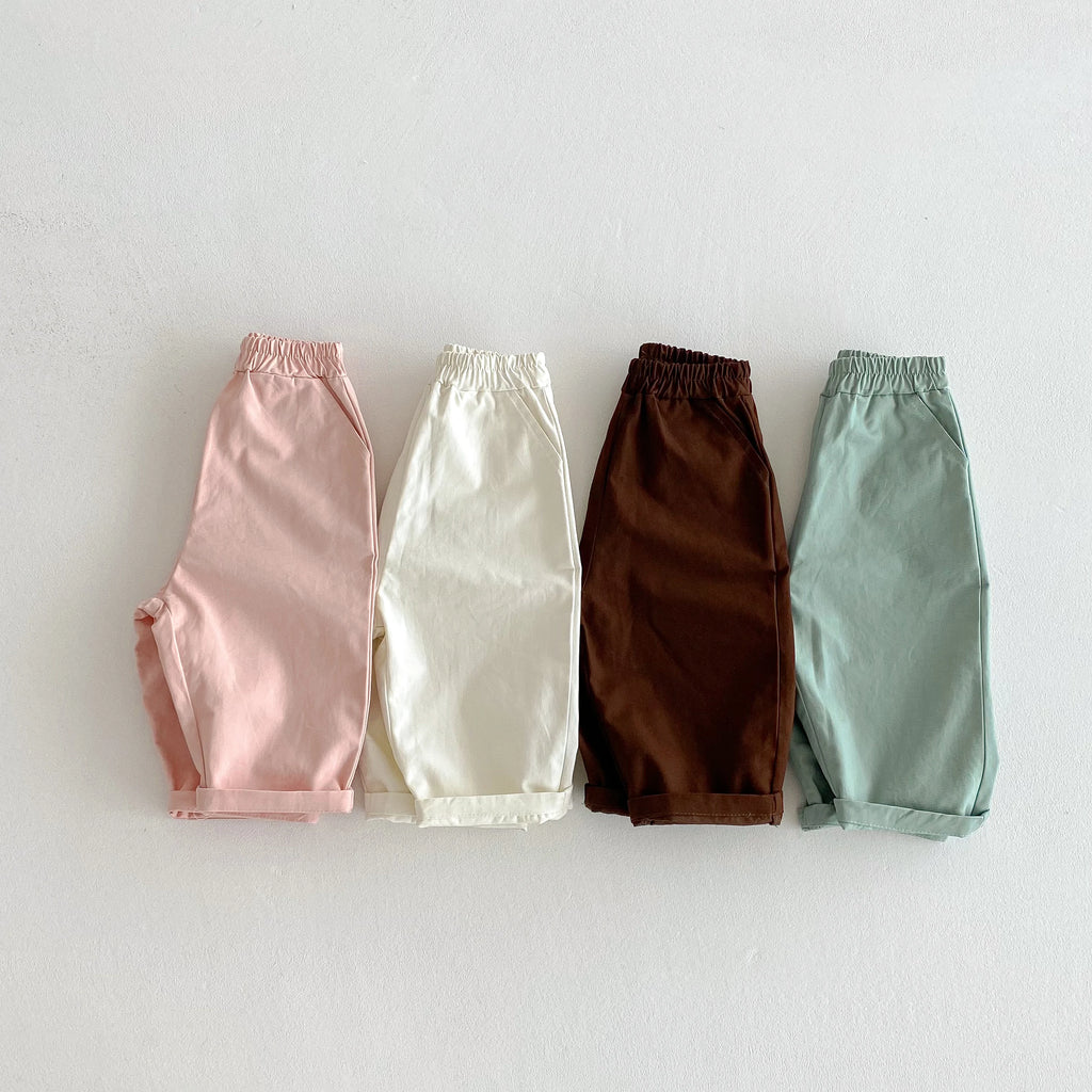 Cotton Elastic Waist Pants for Toddlers in Multiple Colors