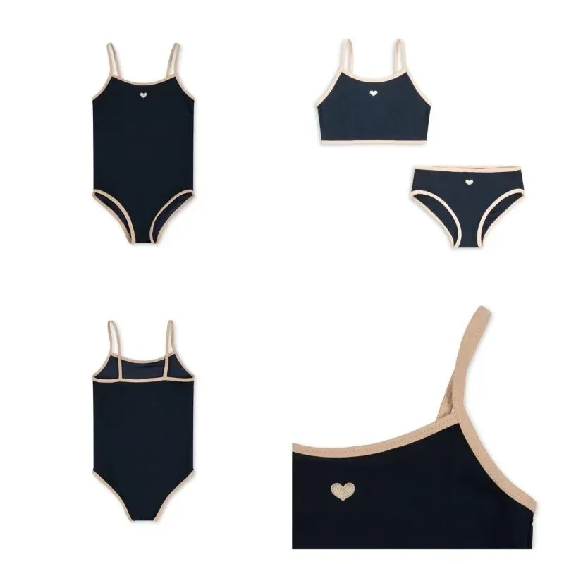 Navy Blue Baby Girls Two Piece Sunscreen Swimsuit