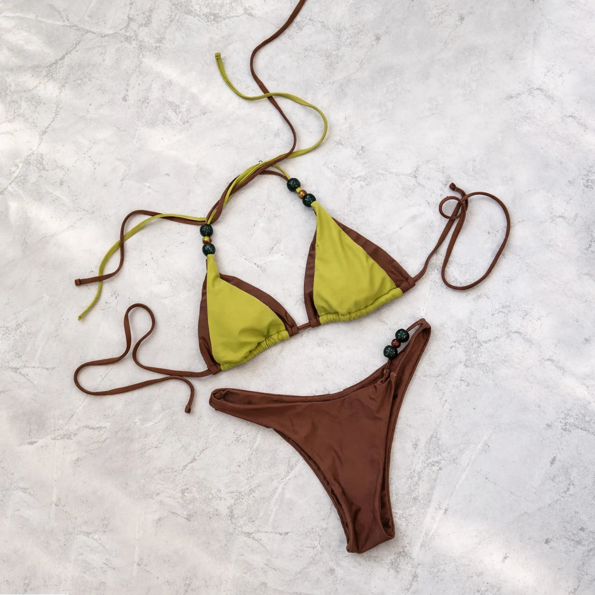 Shiny Bandeau Bikini Swimsuit for Women by MALEY LifeStyle