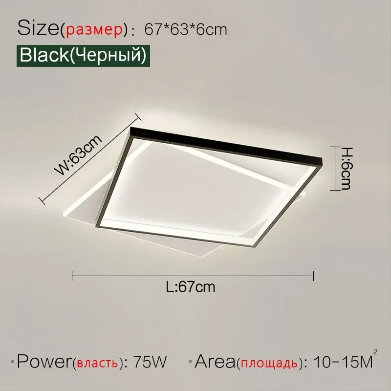 Modern Minimalist Square Ceiling Light in Black