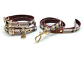 Stylish Plaid Leather Collar and Leash Set for Pets