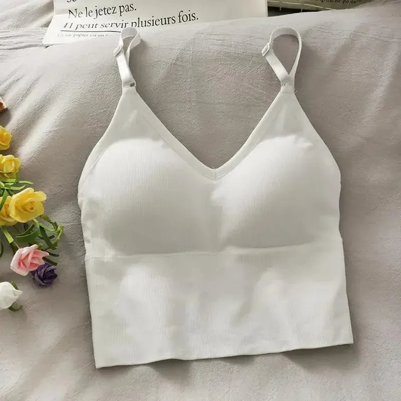 Backless Women's Tank Top with Built-In Bra for Summer