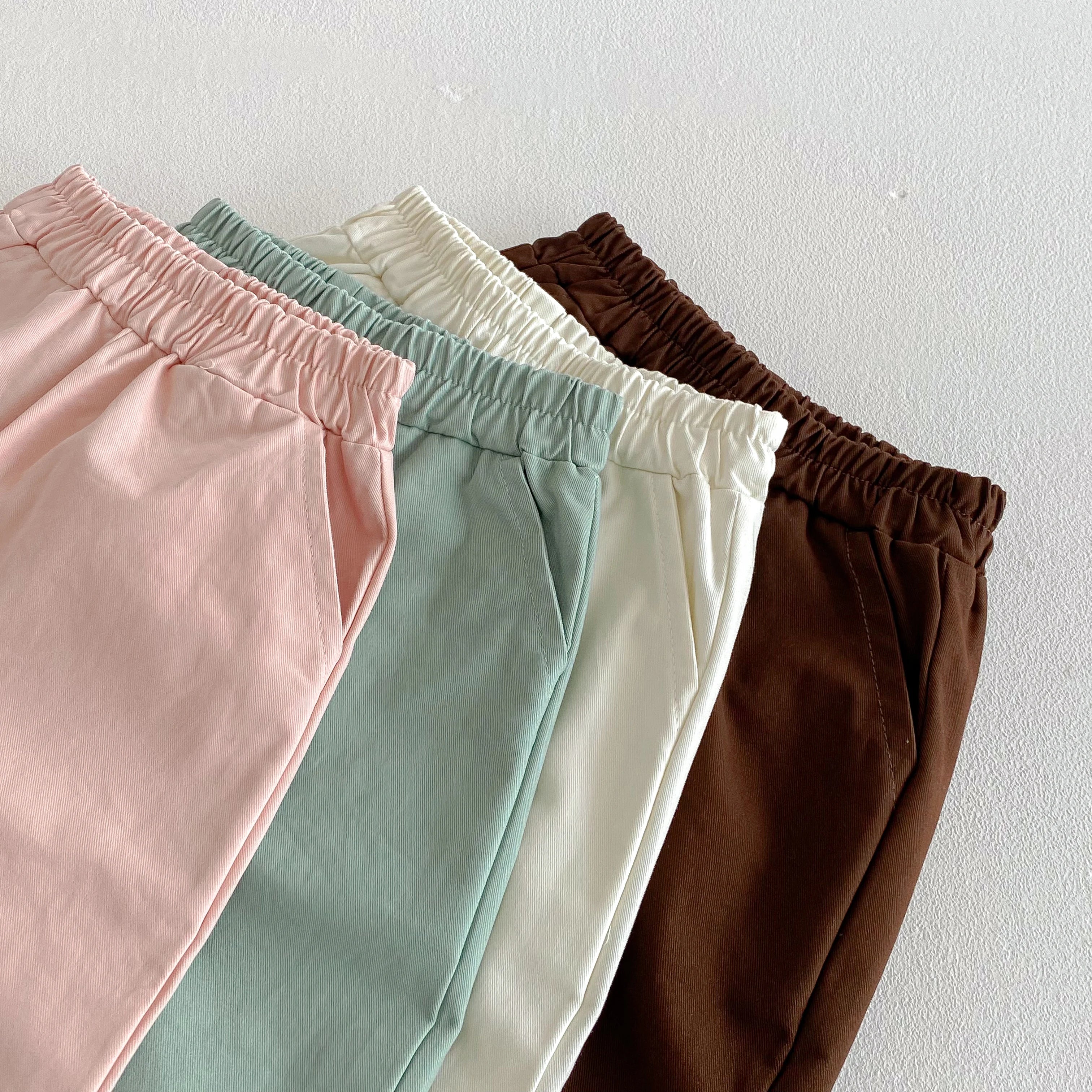 Cotton Elastic Waist Pants for Toddlers in Multiple Colors