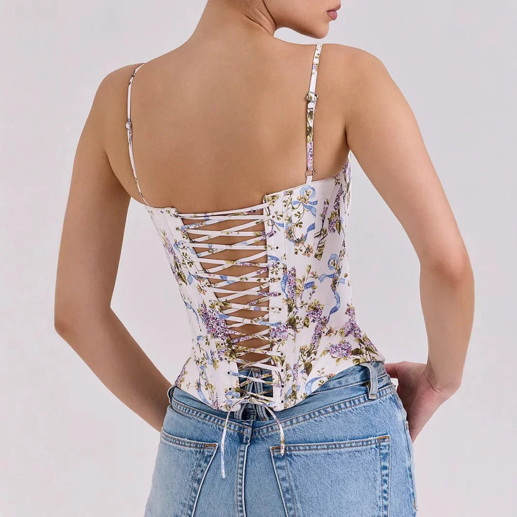 Oligai Floral Print Summer Cropped Top for Women