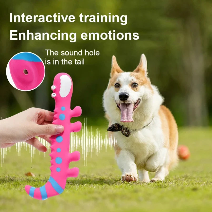 Squeaky Rubber Lizard Dog Chew Toy for Small and Medium Dogs