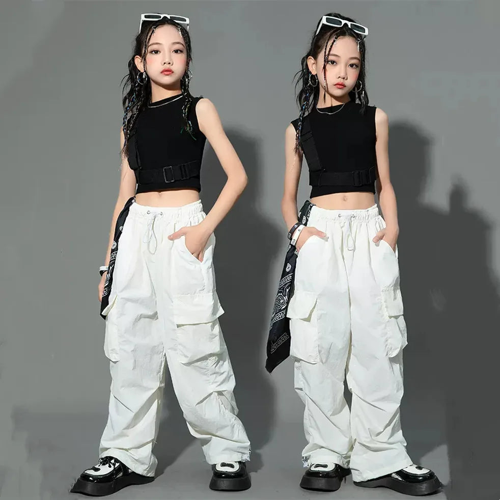 Trendy Girls Cargo Pants for Kids with Pockets 4-6Y