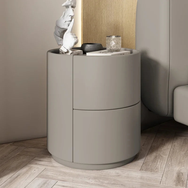 Modern Minimalist Solid Wood Nightstand with Two Drawers