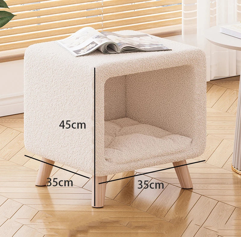 Modern Wood Nightstand with Flannel Storage in Minimalist Style