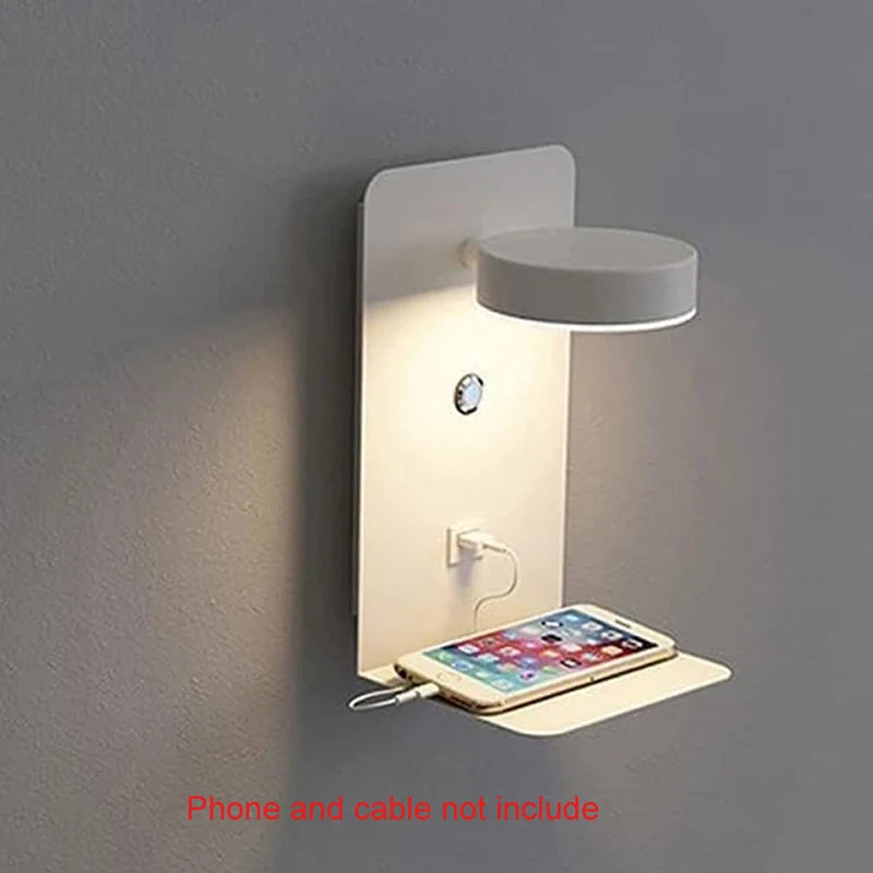 Modern Black LED Wall Lamps with USB Charging for Home