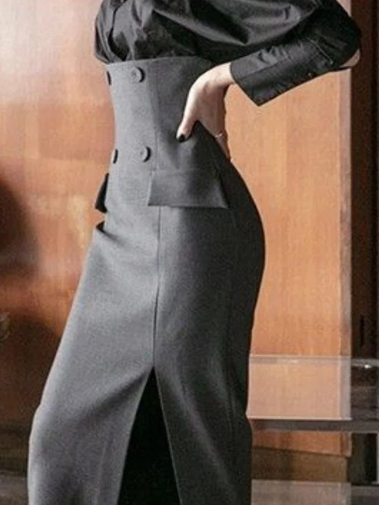 A-Line Slim Gray Skirt for Women by Sothoryos