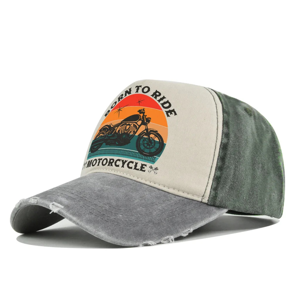 Retro Printed Cotton Baseball Cap for Men and Women