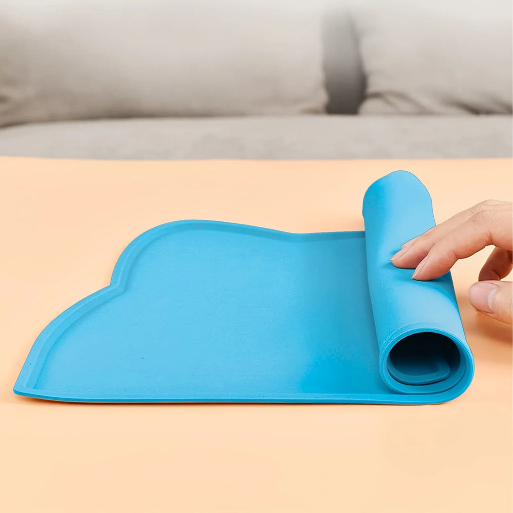 Adorable Cat-Shaped Non-Slip Pet Placemat for Clean Feeding