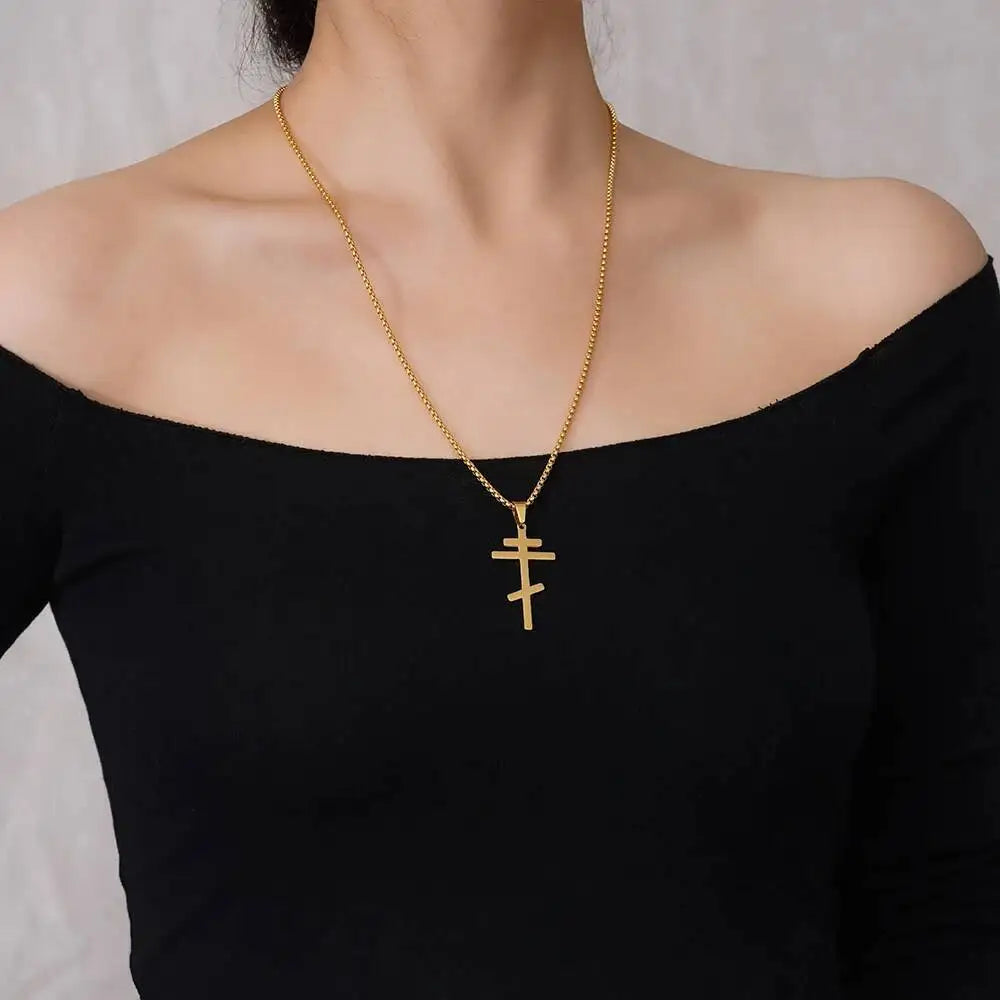 Stainless Steel Jerusalem Cross Pendant Necklace for Men