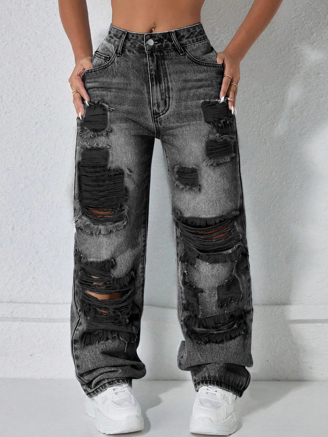 High Waist Wide Leg Denim Pants for Women Casual Summer