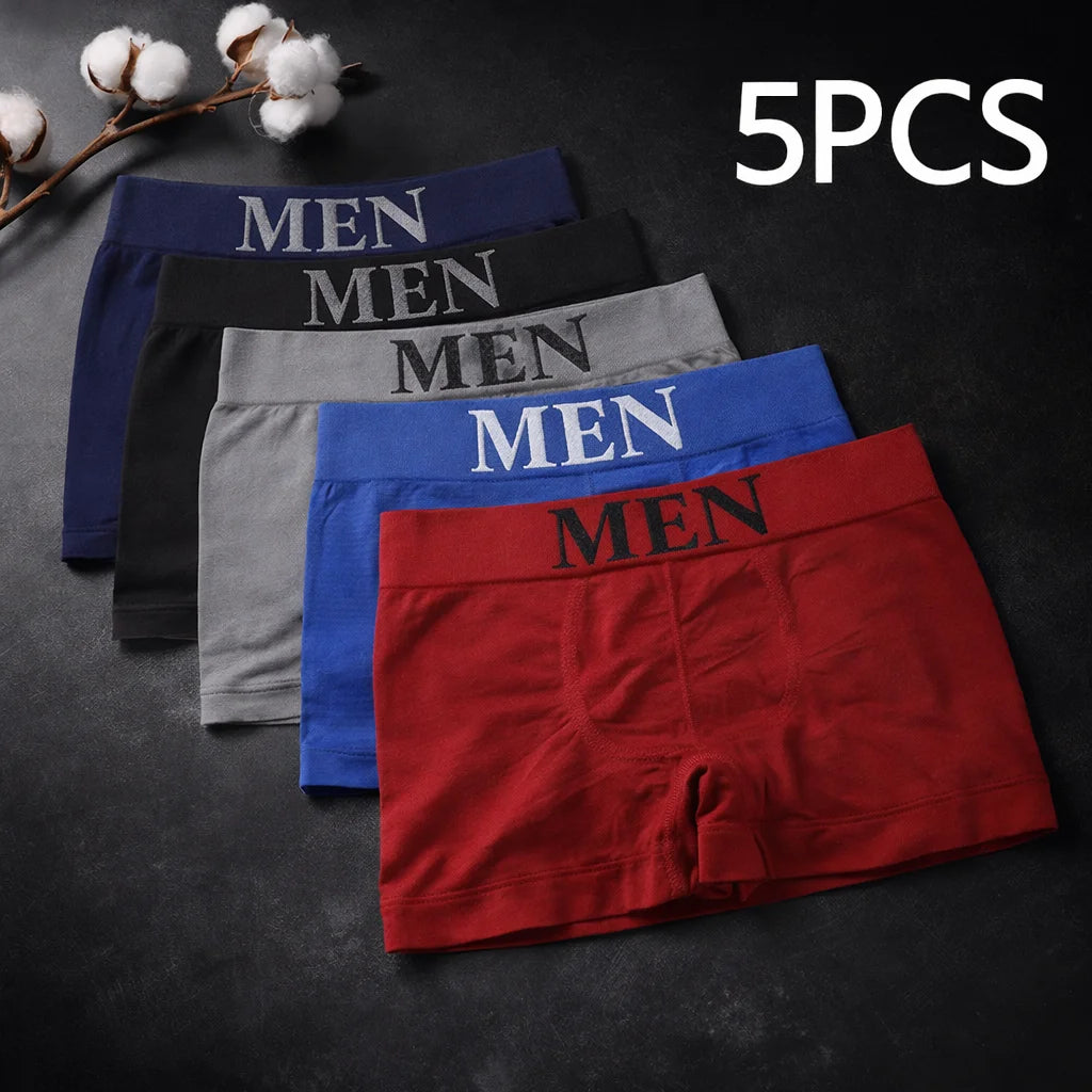 Men's High Elastic Boxer Briefs Soft Cotton Stretch Shorts