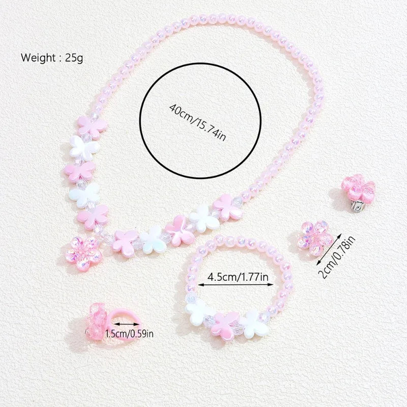 Cute Floral 5-Piece Jewelry Set for Baby Girls Aged 4-6Y