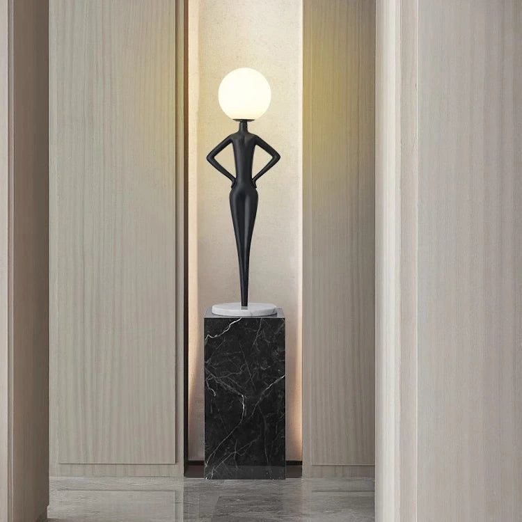 Modern Minimalist LED Floor Lamp in Black Resin for Hotels