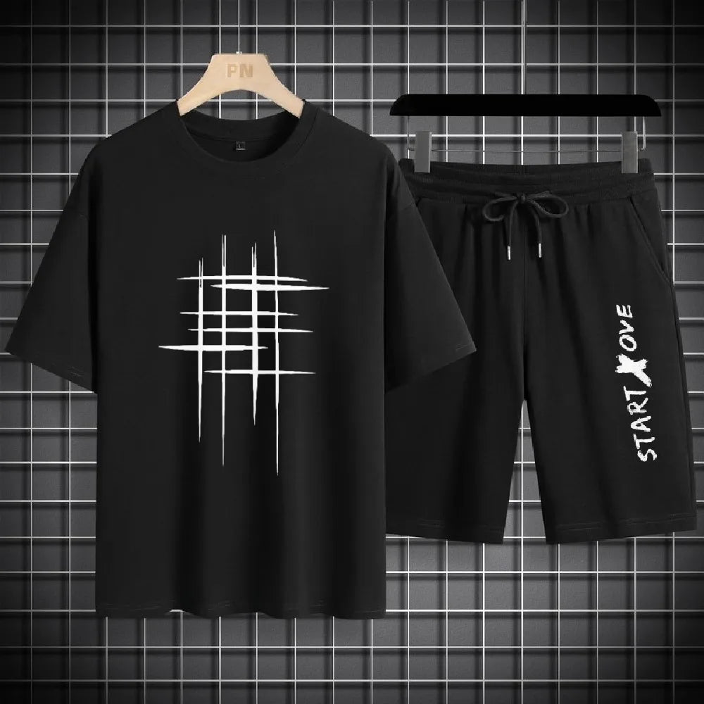 Men's Sets 2025 Summer Fashion Thin Short-Sleeved T Shirts + Shorts Set Men's Clothing Casual Quick Dry Jogging Suit Sportswear